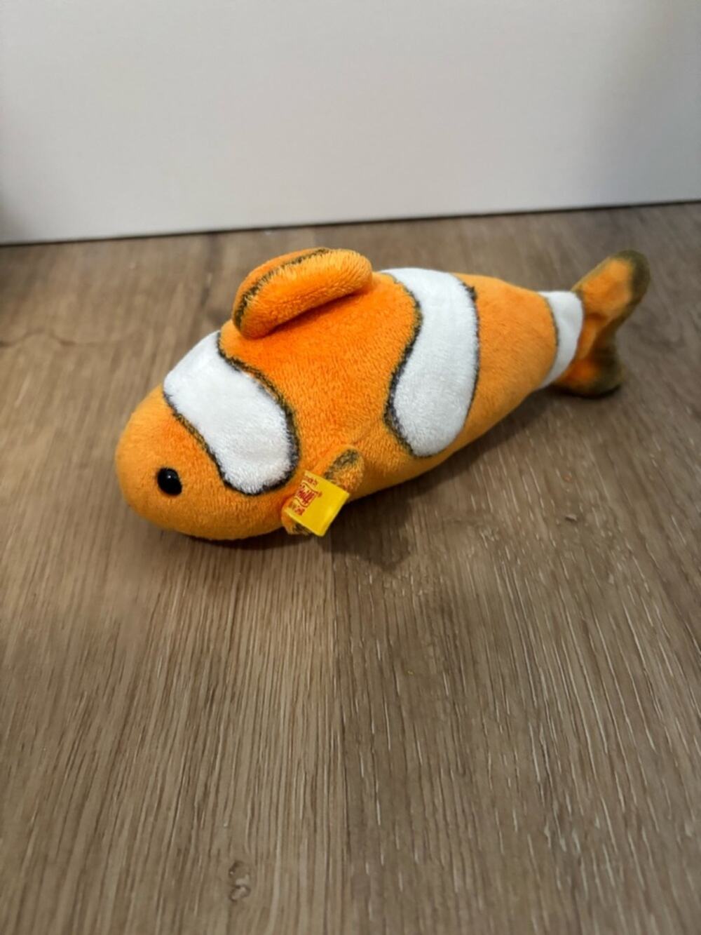 Steiff Plush Clownfish Toy - Orange & White Small